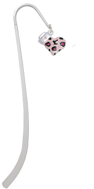 Pink Cheetah Print Heart with Nurse Hat Charm Bookmark