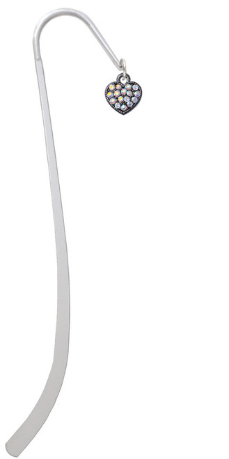 Small Black Heart with Clear AB Crystals Charm Bookmark