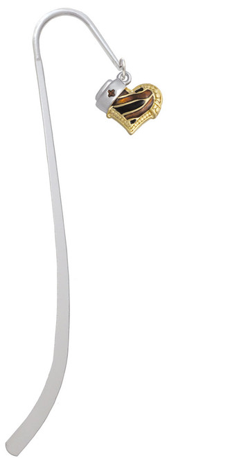 Brown Tiger Print Heart with Nurse Hat Charm Bookmark