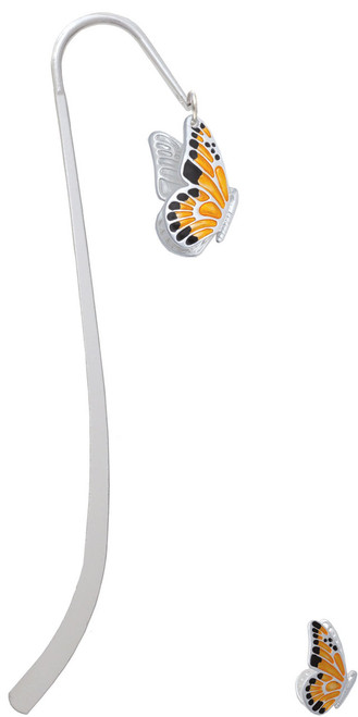 Large Orange & Black Flying Butterfly Charm Bookmark