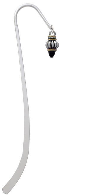 Two Tone Drop with Black Crystal Charm Bookmark