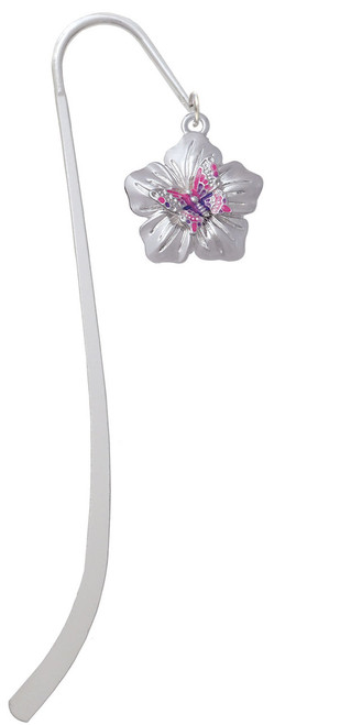 Pink & Purple Butterfly on Large Flower Charm Bookmark