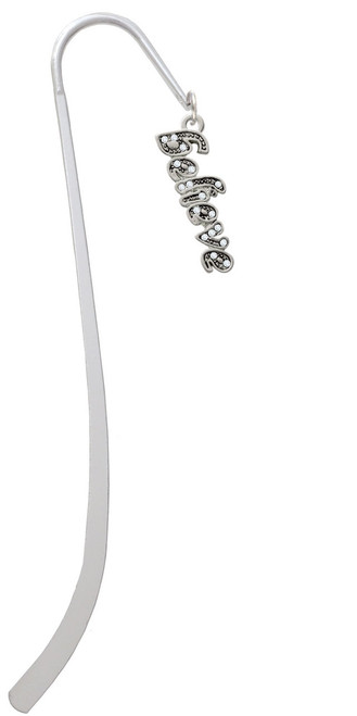 Script ''Believe'' with Clear Crystals Charm Bookmark