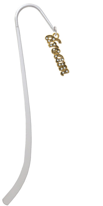 Gold Tone Script ''Dream'' with Clear Crystals Charm Bookmark