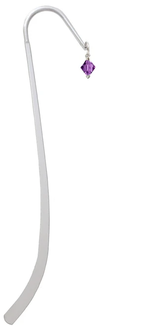 February - Purple - 6mm Crystal Bicone Charm Bookmark