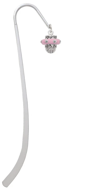 Crystal Pink Spinner Charm Bookmark