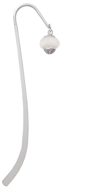 Opaque White Faceted Glass Spinner Charm Bookmark