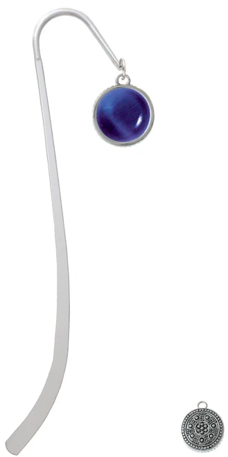 Round - Imitation Cat's Eye - Blue - Charm Bookmark