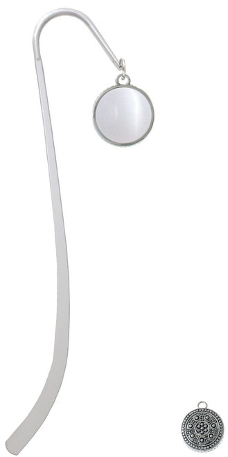 Round - Imitation Cat's Eye - White - Charm Bookmark