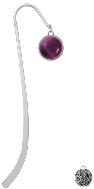 Round - Imitation Cat's Eye - Purple - Charm Bookmark