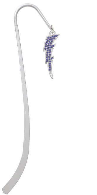 Large Blue Crystal Lightning Bolt Charm Bookmark