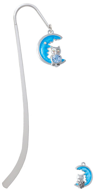 Large Blue Owl on Hot Blue Moon Charm Bookmark