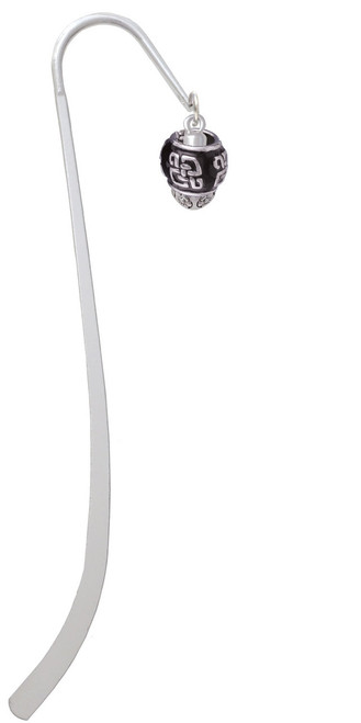 Chinese Pattern on Black - Gold Tone Spinners Charm Bookmark