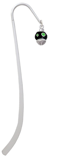 Lime Green Dots on Black Spinner Charm Bookmark