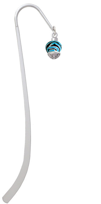 Wide Hot Blue Zebra Print Band Spinner Charm Bookmark