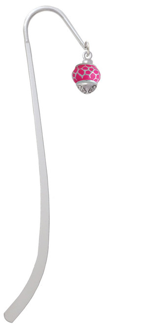 Hot Pink Giraffe Print - Silver Tone Spinner Charm Bookmark