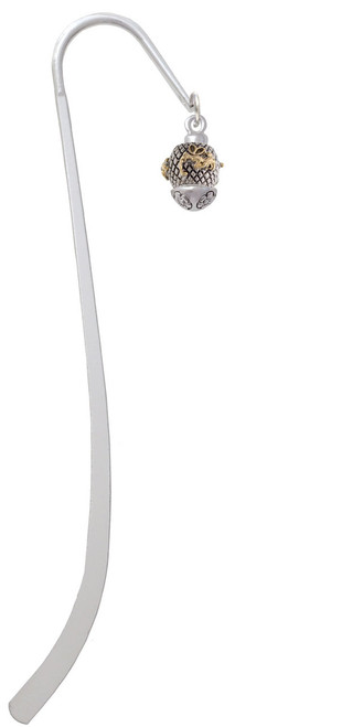 Gold Tone Fairy on Silver Tone Hatched Background Spinner Charm Bookmark