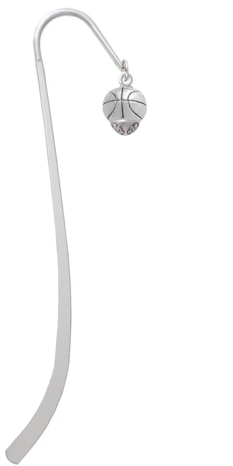 Antiqued Silver Tone Basketball Spinner Charm Bookmark