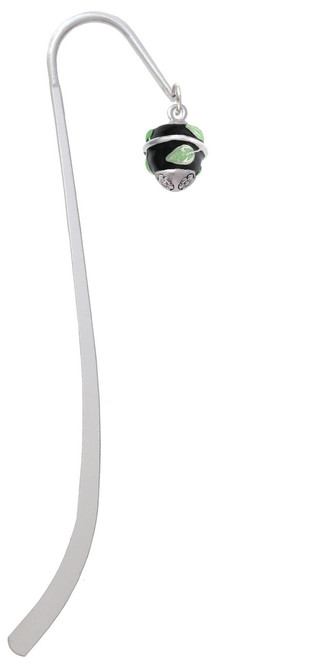 Lime Leaves on Black Band Spinner Charm Bookmark