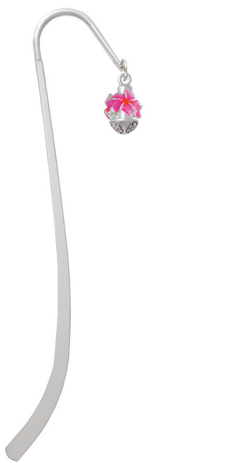 Hot Pink & Orange Plumeria Flowers Spinner Charm Bookmark
