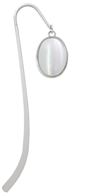 Oval - Imitation Cat's Eye - White - Charm Bookmark