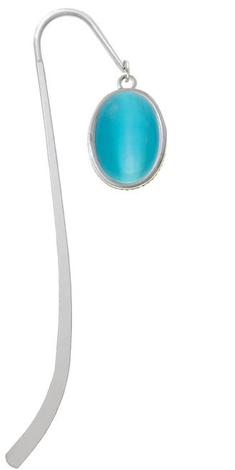 Oval - Imitation Cat's Eye - Dark Teal - Charm Bookmark