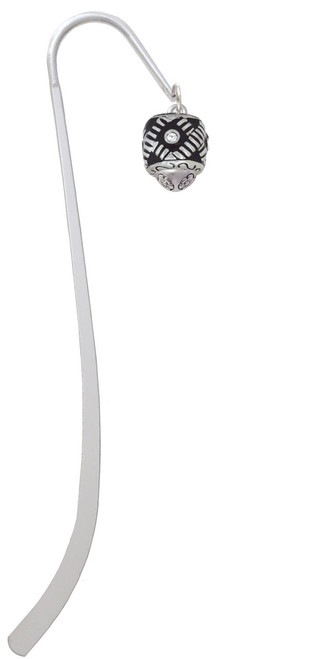 Diagonal Banded Barrel with Clear Crystals Spinner Charm Bookmark