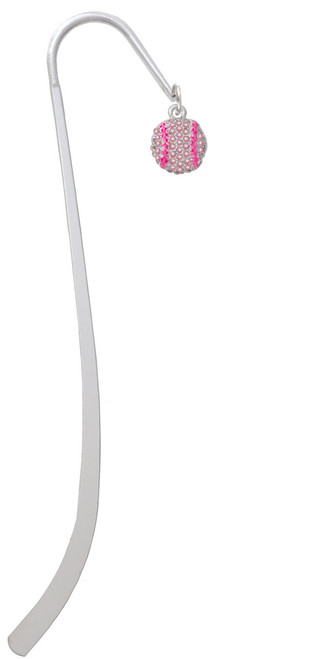 Small Sparkle Pink AB Softball Charm Bookmark