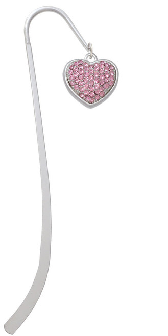 Large Rounded Light Pink Oktant Crystal Heart Charm Bookmark