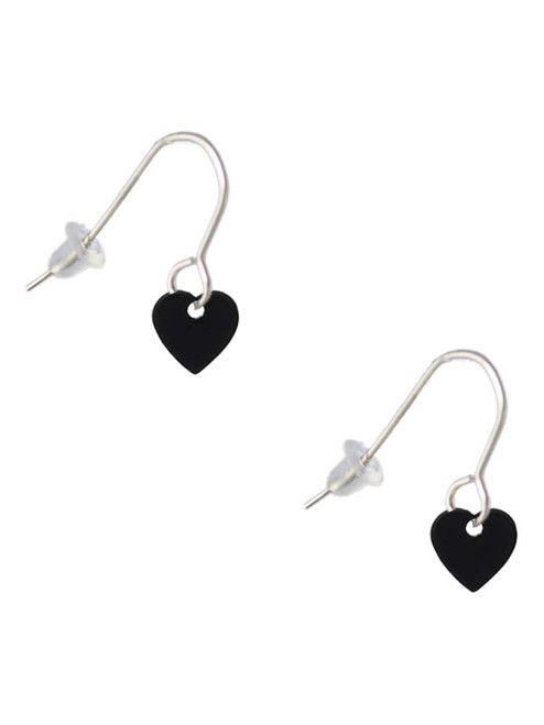 Acrylic 5/16" Black Heart French Earrings