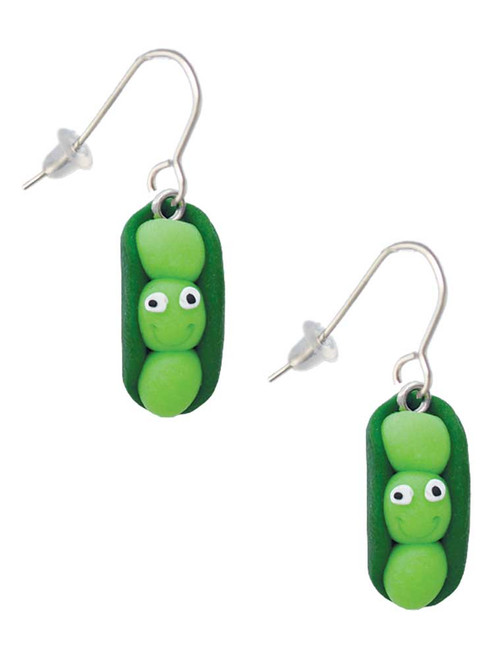 Fimo Clay Three Peas in a Pod French Earrings
