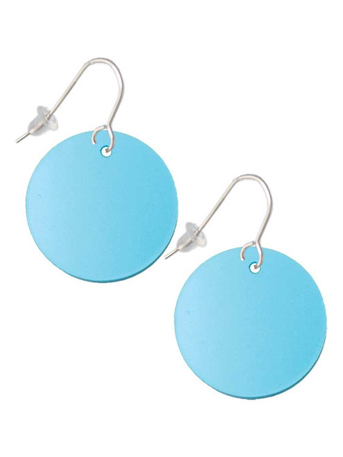 Acrylic 1" Disc Hot Blue Imitation Pearl French Earrings