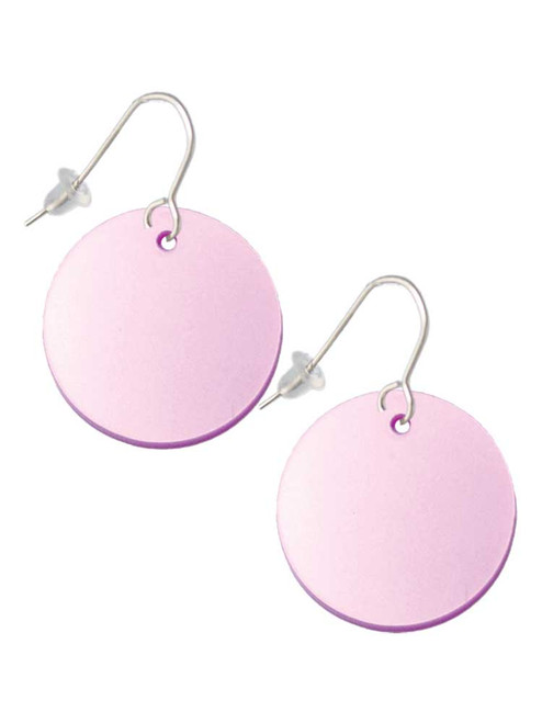 Acrylic 1" Disc Light Purple Imitation Pearl French Earrings