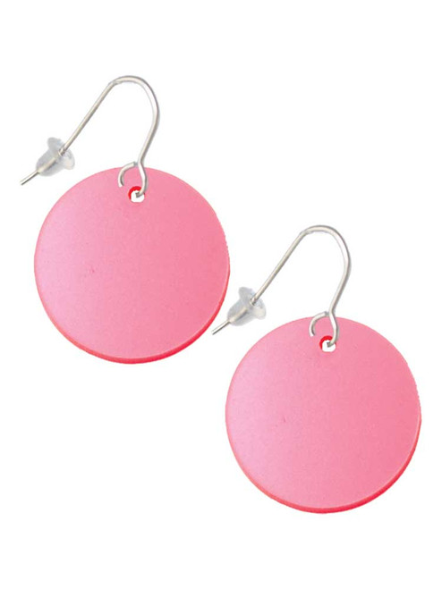 Acrylic 1" Disc Red Imitation Pearl French Earrings