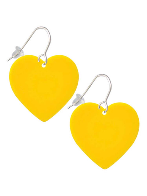 Acrylic 1" Yellow Heart French Earrings