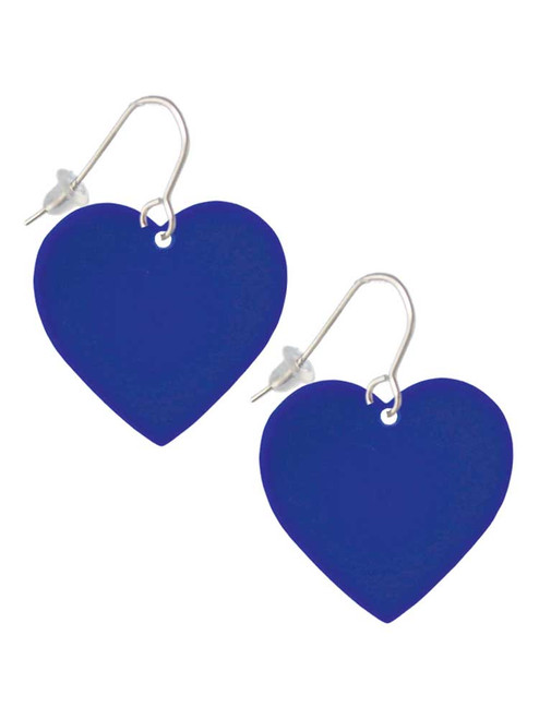 Acrylic 1" Navy Blue Heart French Earrings