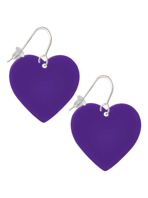 Acrylic 1" Purple Heart French Earrings