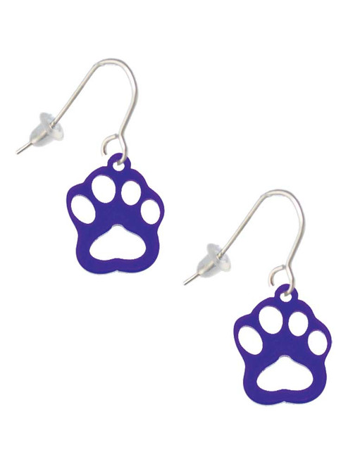 Acrylic Small Paw Purple French Earrings