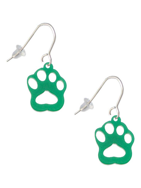 Acrylic Small Paw Green French Earrings