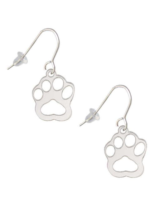 Acrylic Small Paw Mirror Silver Tone French Earrings