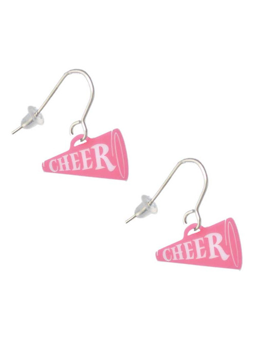 Acrylic 3/4" Pink Cheer Megaphone French Earrings