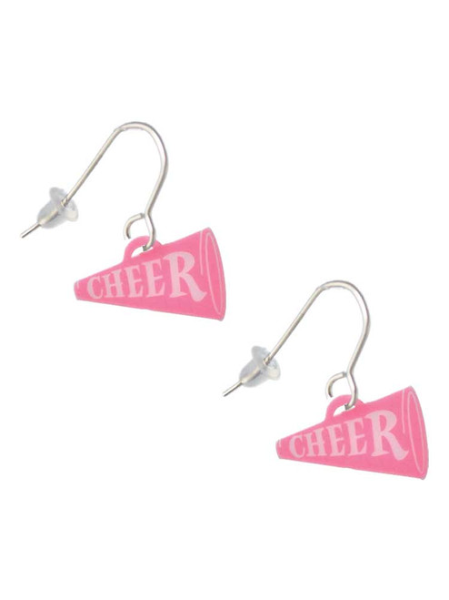 Acrylic 3/4" Hot Pink Cheer Megaphone French Earrings