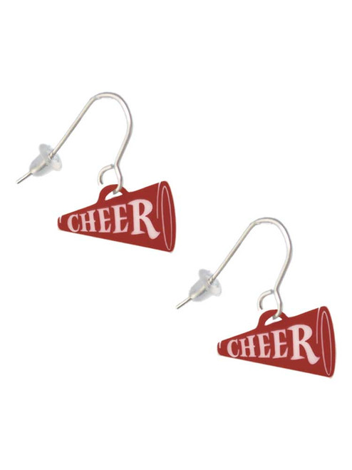 Acrylic 3/4" Maroon Cheer Megaphone French Earrings