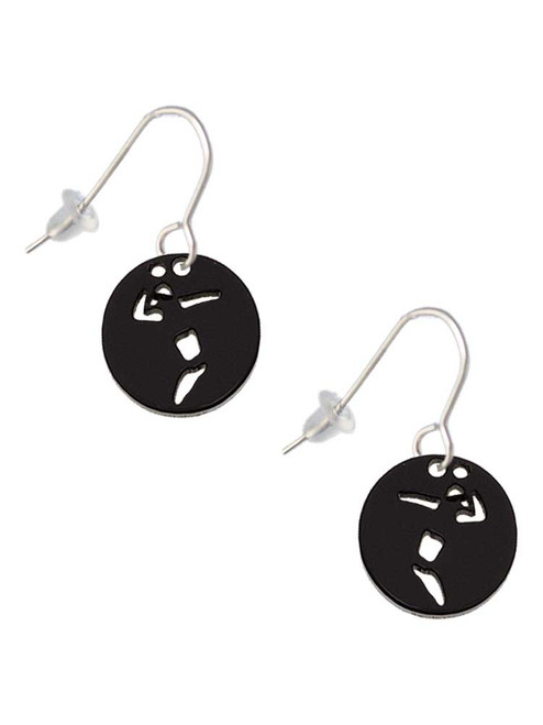 Acrylic Small Black Disc Volleyball Player French Earrings