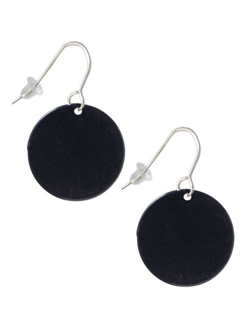 Acrylic 7/8" Disc Black French Earrings