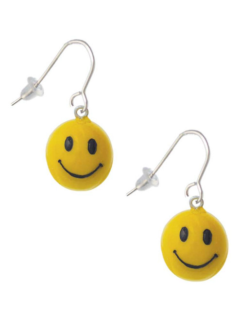 Resin Large 3-D Happy Face French Earrings