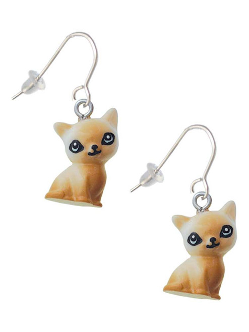 Resin Siamese Cat French Earrings