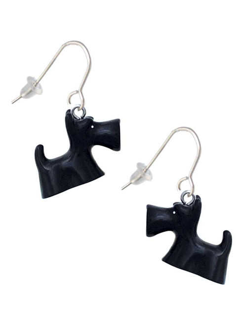 Resin Black Scottie Dog French Earrings
