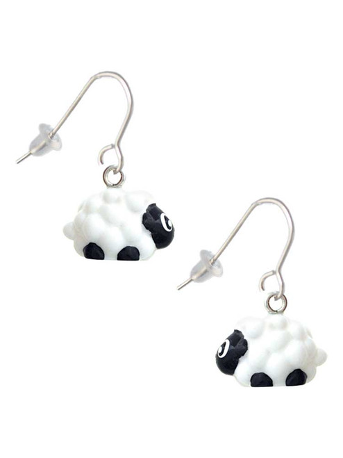 Resin White Lamb French Earrings