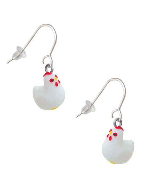 Resin White Chicken French Earrings